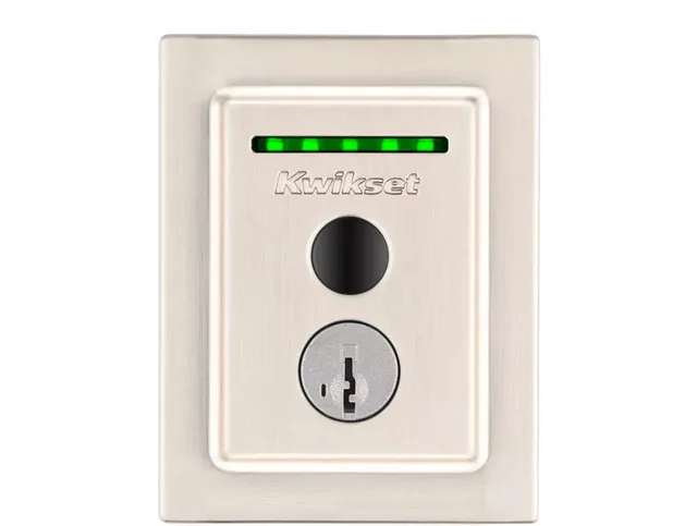 Kwikset Halo Touch fingerprint Wi-Fi smart deadbolt in satin nickel